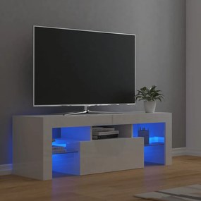 Magasfényű fehér TV-szekrény LED-lámpákkal 120 x 35 x 40 cm