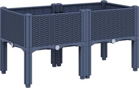 vidaXL kékszürke PP rácsos kerti ültetőláda 80 x 40 x 42 cm