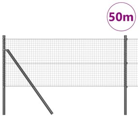 Hegesztett Huzalos Kerítés 13 Poszttal Szürke 0.8x50 m Acél