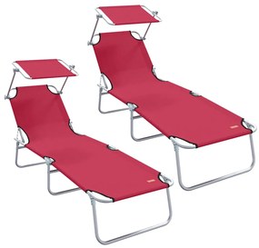 vidaXL Napozó 2 pcs Piros 58 x 188 x 77cm Poliészter