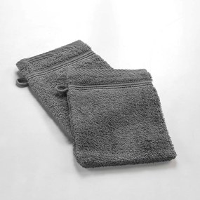 Sötétszürke pamut mosdókesztyű 15x21 cm Tendresse – douceur d'intérieur