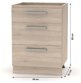 Konyhabútor 2,4 m, tölgy sonoma/fehér, NOVA PLUS