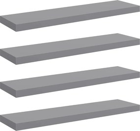 vidaXL 4 db szürke MDF lebegő fali polc 90 x 23,5 x 3,8 cm