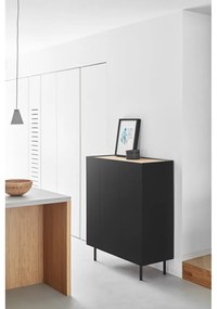 Fekete magas komód tölgyfa dekorral 95x120 cm Arista – Teulat