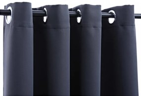 vidaXL 2 db antracitszürke sötétítőfüggöny fémgyűrűkkel 140 x 175 cm
