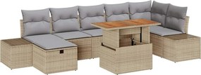 vidaXL Kerti Kanapé Szett 8 pcs Bézs polirattan