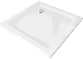 Mexen Flat négyzet alakú slim zuhanytálca 80 x 80 cm, Fehér, szifon Króm - 40108080