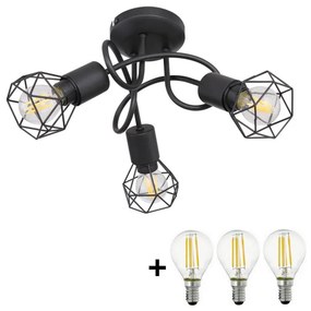 Globo - LED Felületre szerelhető csillár XARA 3xE14/6W/230V fekete GL5603+3xVT1928