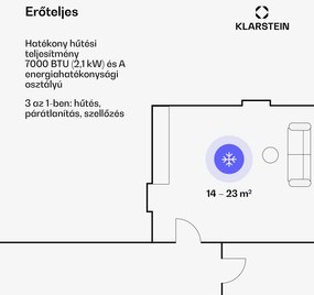 Klarstein Pure Blizzard 3 2G 3 az 1-ben klíma, 808 W/7000 BTU, fehér