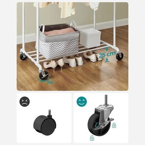 Dupla ruhatartó állvány, kabáttartó, fehér