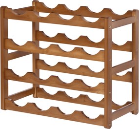 HOMCOM Bambusz Bortartó 16 Palack számára, 4-tiers Borkiöntő Asztali Bortartó, Konyhába, Étkezőbe, Bárba, Teherbírás: 75 kg, 43x23,5x38 cm Barna | Aos