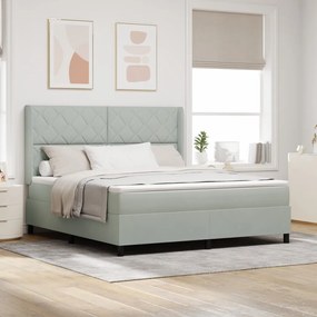 Boxspring Ágy Matrac és LED Világítás Szürke 180x200 cm Bársony