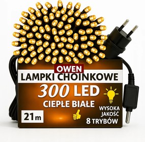 Karácsonyfa Fényfüzér Kültéri Beltéri 300LED Fehér Meleg Erős