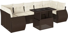 vidaXL 8 részes barna polyrattan kerti ülőgarnitúra párnákkal