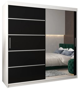 Ruhászekrény 200 cm tükörrel Verika 2 200 (fehér + fekete). 1064225