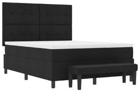Box Spring Ágy matraccal és padal Fekete 160x200 cm Szövet