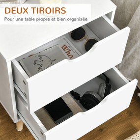 HOMCOM Éjjeli Szekrény 2 Fiókkal, Skandináv Stílus, Hálószobába, Nappaliba, 40 x 35 x 50,5 cm, Fehér | Aosom