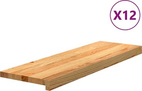 vidaXL 12 db tömör tölgyfa világosbarna lépcsőfokok 80x30x2 cm