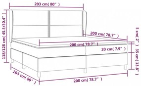 szürke műbőr rugós ágy matraccal 200 x 200 cm