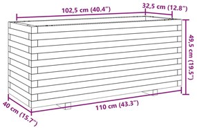 viaszbarna tömör fenyőfa kerti virágtartó 110 x 40 x 49,5 cm