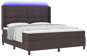 Boxspring Ágy Matraccal és LED világítással Sötétbarna 180x200 cm Szövet