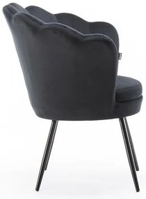 FREY Fekete modern velúr szék fekete lábbal