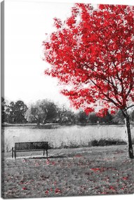 Vászonkép Szürke Piros levelek Kontraszt 40x60 cm