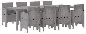 9 Részes Kert Étkező Szett párnákkal Fehér Poly Rattan