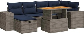 vidaXL 7 részes barna polyrattan akácfa kerti ülőgarnitúra párnákkal