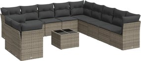 vidaXL 12 részes szürke polyrattan kerti ülőgarnitúra párnákkal