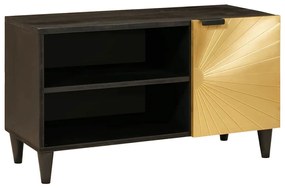 TV szekrény Fekete és Arany 80 x 33 x 46 cm tömör mangófa