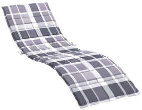 szürke kockás oxford szövet napozóágy párna 200 x 70 x 3 cm