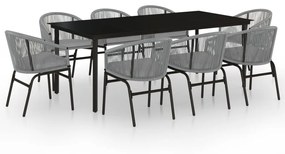 vidaXL 9 részes szürke kerti étkezőgarnitúra