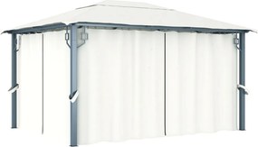 vidaXL krémszínű alumíniumpavilon függönnyel 400 x 300 cm