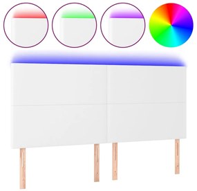 fehér műbőr LED-es fejtámla 180x5x118/128 cm