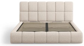 Bézs kárpitozott ágyneműtartós franciaágy ágyráccsal 180x200 cm Bellis – Micadoni Home