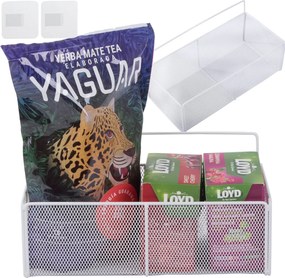 Függő kosár rendszerező fém függesztett konyhai polc fehér