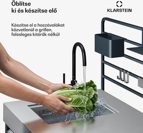 Klarstein WaldChef szekrény mosogató alatti szekrény | Rozsdamentes mosogató | Időjárásálló | 90 x 135 cm