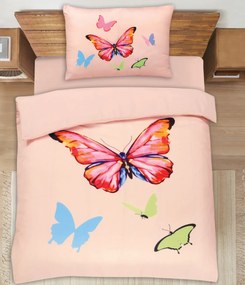 BUTTERFLY rózsaszín lepedő 70x90cm + 140x200cm