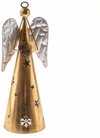 Fém angyal szívvel, magasság 43 cm, szín: arany, 43 cm