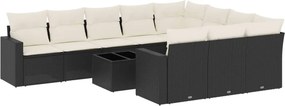 vidaXL 11 részes fekete polyrattan kerti ülőgarnitúra párnákkal