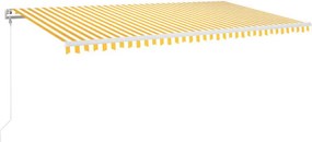 vidaXL sárga-fehér szélérzékelős és LED-es napellenző 600 x 350 cm