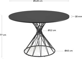 Fekete kerek étkezőasztal fekete asztallappal ø 120 cm Niut – Kave Home