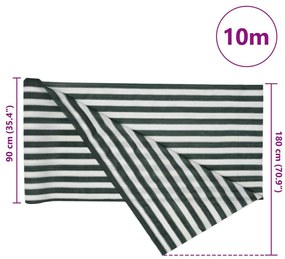 zöld és fehér HDPE belátásgátló háló 1,8 x 10 m 75 g/m²