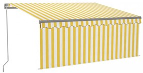 sárga-fehér kézzel kihúzható LED-es napellenző redőnnyel 3x2,5m