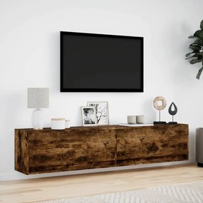 füstös tölgy falra szerelhető TV-szekrény LED-del 180x31x38 cm