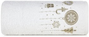 Pamut karácsonyi törölköző karácsonyi díszekkel fehér Szélesség: 70 cm | Hossz: 140 cm