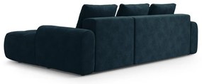 Petróleum színű bársony kinyitható-tárolóhelyes sarokkanapé (jobb oldali-heverő résszel) Linz – Cosmopolitan Design