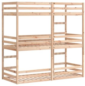tömör fenyőfa hármas emeletes ágy 80 x 200 cm