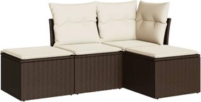 vidaXL 4 részes barna polyrattan kerti ülőgarnitúra párnákkal